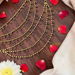 Vriksham Vintage Gold Finish With Petite Red Drops 3-Layer Maatil-G21412