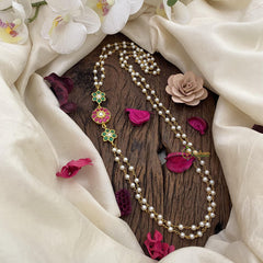 Vriksham Exclusive Floral Moggapu Pearl Chain-Red Green-J2655