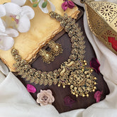 Vriksham Dual Peacock With Lakshmi Pendant Short Neckpiece-Gold Bead-G17855