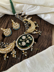 Statement Dual Tone Jadau Kundan Dokri Rope Neckpiece -Green-J1894