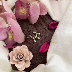 Vriksham Simple 3 Pearls Motif Press Naths/Nose Pin-Red White & Green-G20721