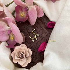 Vriksham Simple 3 Pearls Motif Press Naths/Nose Pin-Red-G20722