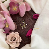 Vriksham Simple 3 Pearls Motif Press Naths/Nose Pin-Red White-G20720