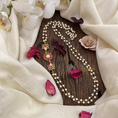 Vriksham Floral & Lotus Moggapu Pearl Chain-Red Green White- J2642