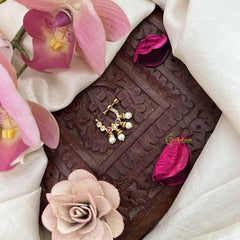 Vriksham Elegant Pear Style Press Naths/Nose Pin-Red White-Pearl-G20712