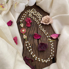 Vriksham Designer Floral Moggapu Pearl Chain-Red White-J2656