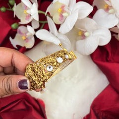 Vriksham Ram Parivar White Studded Accents Screw Style Kada Bangle -G22045