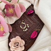 Vriksham Diya Shape Press Naths/Nose Pin-Red White-Pearls-G20761