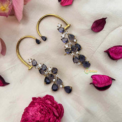 Vriksham Designer Purple Gemstone Cascading EarCuff With Stud Earrings-G21423