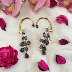 Vriksham Designer Purple Gemstone Cascading EarCuff With Stud Earrings-G21423