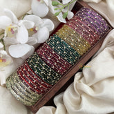 Vriksham Embellished Glass multi-color with Drop Stone Bangle Set Return Gift-G19976