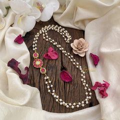 Vriksham Floral Moggapu Pearl Chain-Red White- J2640