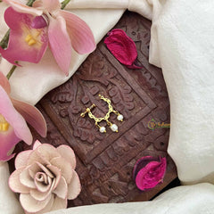 Vriksham Unique 3 Pearls Drop Motif Press Naths/Nose Pin-Red White & Green-G20725