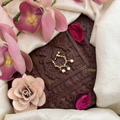 Vriksham Unique 3 Pearls Drop Motif Press Naths/Nose Pin-Red White-G20724