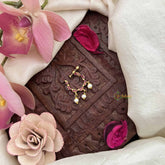 Vriksham Unique 3 Pearls Drop Motif Press Naths/Nose Pin-Red-G20723