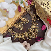 Vriksham Gold Look Alike Lakshmi Short Neckpiece-Gold Bead-G17852