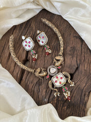 Exquisite Jadau Kundan Hasli Choker -Red Green- J1841