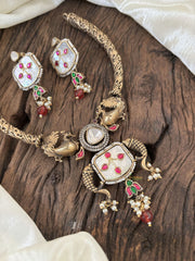 Exquisite Jadau Kundan Hasli Choker -Red Green- J1841