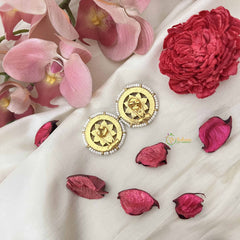 Vriksham Ethnic Floral Red and Pearl Fusion Kundan Jadau Studs Earrings-J3649