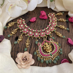 Vriksham Lakshmi Pendant Jadau Kundan Short Neckpiece-J2593