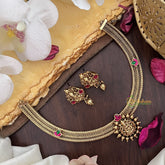 Vriksham Exquisite Lakshmi Pendant Jadau Addigai-Red Green-G17853