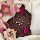 Vriksham Designer Leaf Style Press Naths/Nose Pin-Red White & Green-Pearls-G20751