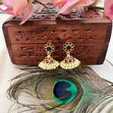 Vriksham Traditional Floral With Ruby & Emerald Kemp Stones Jhumkas -G21434