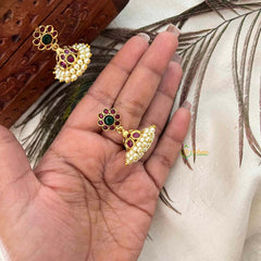 Vriksham Traditional Floral With Ruby & Emerald Kemp Stones Jhumkas -G21434