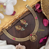 Vriksham Exquisite Lakshmi Pendant Jadau Addigai-Red-G17827