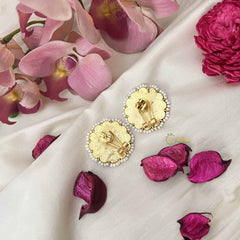 Vriksham Ethnic Flower-Inspired Stud Earrings With Pearls Jadau Studs Earrings-J3654