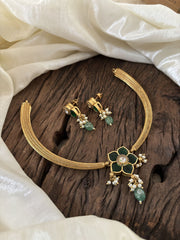 Exquisite Jadau Kundan Hasli Choker -Green - J1840