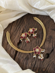 Exquisite Jadau Kundan Hasli Choker -Red- J1839