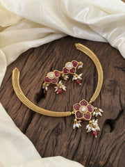 Exquisite Jadau Kundan Hasli Choker -Red- J1839