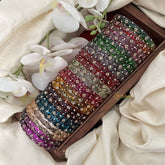 Vriksham Multi Colourful Glass Bangle With Stone Kada Set Return Gift-G19981