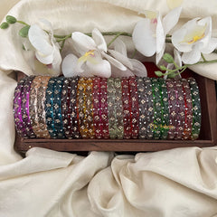 Vriksham Multi Colourful Glass Bangle With Stone Kada Set Return Gift-G19981