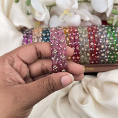 Vriksham Multi Colourful Glass Bangle With Stone Kada Set Return Gift-G19981