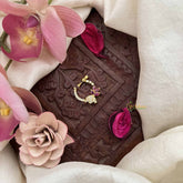 Vriksham Leaf & Diya Style Press Naths/Nose Pin-Red White-G20747