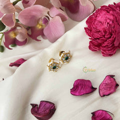 Vriksham Pearl Petal Green Kundan & Pearl Cluster Kundan Jadau Stud Earrings-J3660