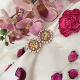 Vriksham Antique Gold Leaf Motif With Ruby & Pearl Detailing Kundan Jadau Stud Earrings-J3661