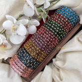 Vriksham Trendy Stone Colorful Glass Bangle Set Return Gift-G19982