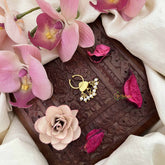 Vriksham Heritage Kundan Nath with Pearl Danglers Kundan Jadau Septum Ring-Green Red & White-J3924