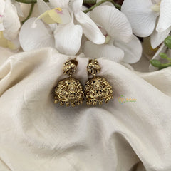 Vriksham Traditional Elephant With Lakshmi Golden Style Jhumkas Earrings-Gold Pearls-G19197
