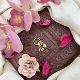 Vriksham Pear Shape Gold-Toned Kundan Jadau With Red White Septum Ring-J3886