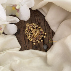 Vriksham Unique Lakshmi Bun Billai-Jada Billai-Red-Golden Bead-G17192