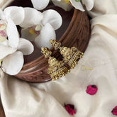 Vriksham Traditional Lakshmi With Peacock Golden Style Jhumkas Earrings-Gold Pearls-G19196