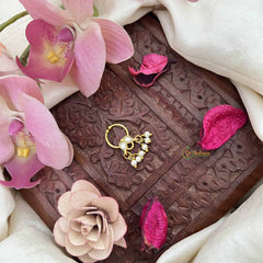 Vriksham Pear Shape Gold-Toned kundan Jadau With White Septum Ring-J3887