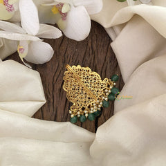 Vriksham Premium Dual Peacock Kemp Single Jada Billai -Bun Billai-Green Bead-G17174