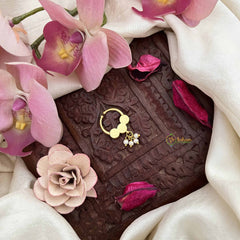 Vriksham Three Dot With Pearl Danglers Kundan Jadau Septum Ring-Red Green & White-J3928