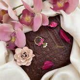 Vriksham Three Dot With Pearl Danglers Kundan Jadau Septum Ring-Red-J3927