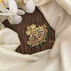 Vriksham Premium Dual Maanga Kemp Single Jada Billai -Bun Billai-Green Bead-G17175